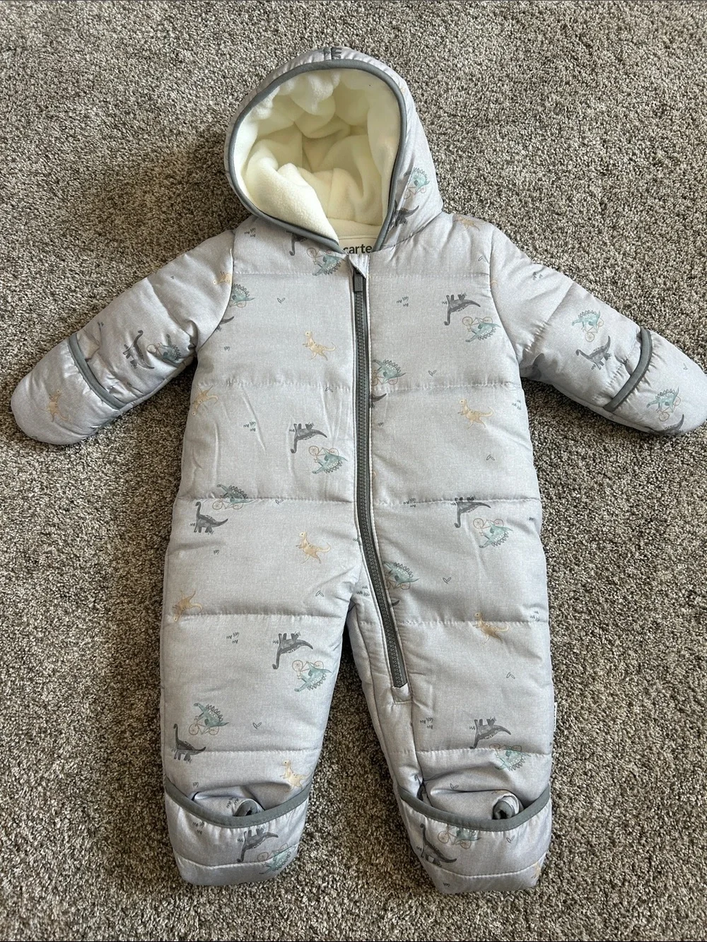 Boy one piece dinosaur Carters snowsuit 6/9 month
